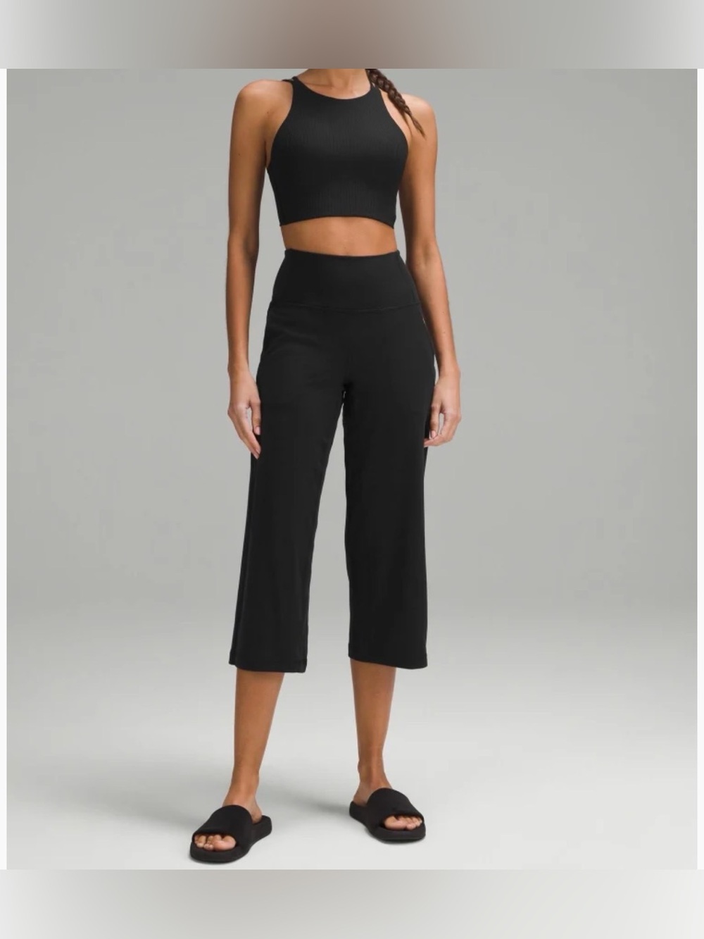 Lululemon Align Wide Leg Cropped Pant 23" Black Nulu size 8